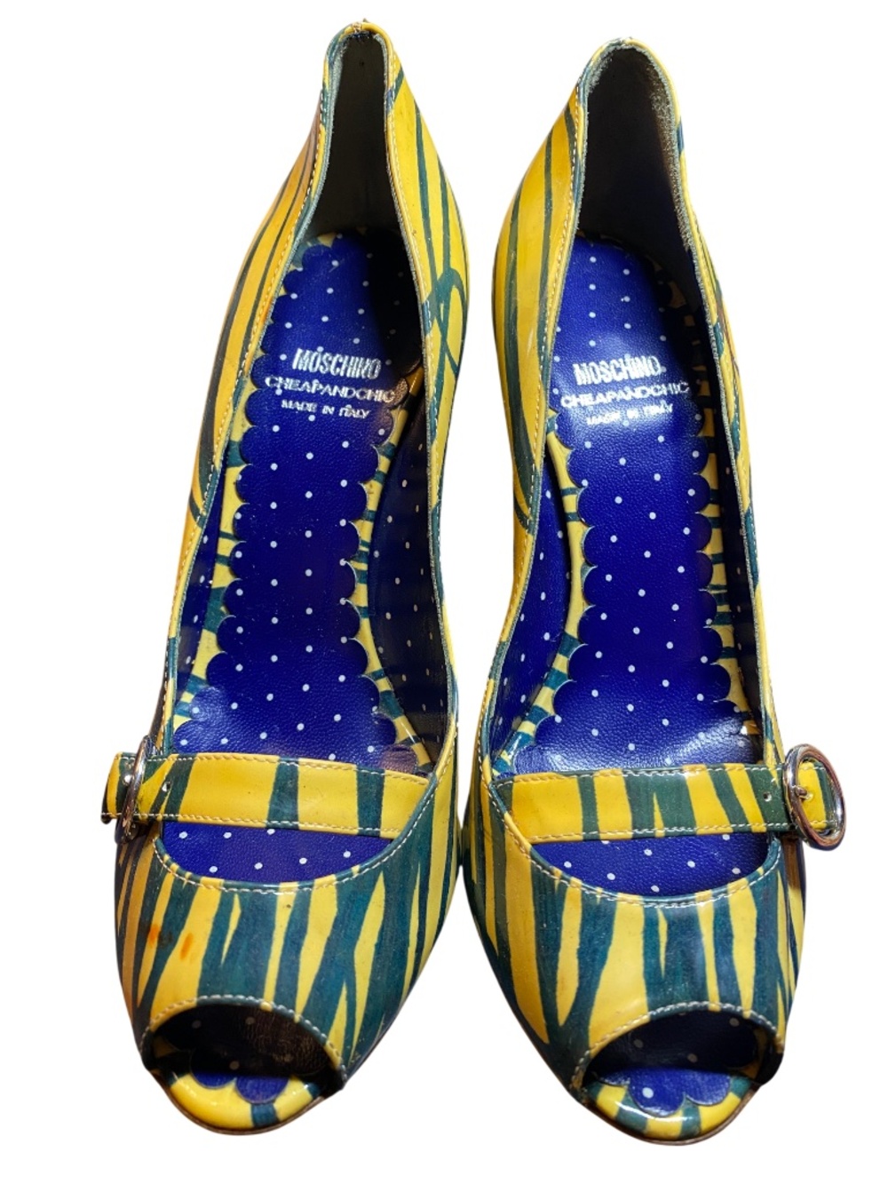 VINTAGE Moschino Cheap & Chic Y2K Patent Leather Peep Toe Heels Size 37